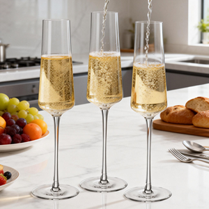 Samyo Maßgefertigte Bar-Glaswaren Handgeblasene Klare Kristall-Trinkgläser Sektflöten Champagnergläser - Product Image 1