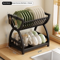Égouttoir à vaisselle multifonctionnel et durable en plastique PP double couche, design non pliable, style moderne, avec porte-couteaux