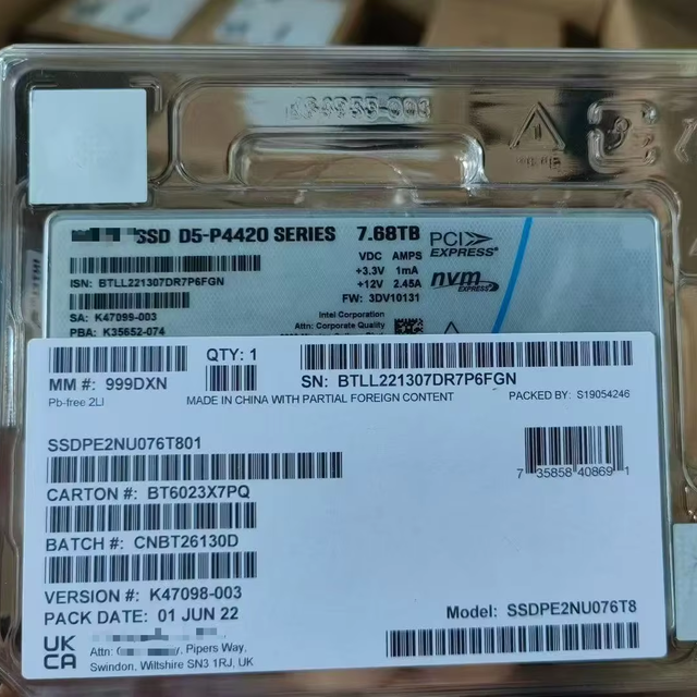 SSDPE2NU076T801 D5-P4420 7.68TB SSD 2.5" U.2 PCIE NVME SSD
