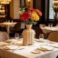 Vase tressé à double anse, style minimaliste, décoration d'intérieur polyvalente pour tables à manger, fleurs séchées haut de gamme