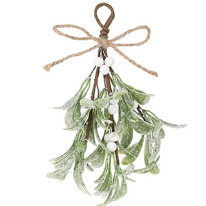 Decorazione per la Casa di <span class=keywords><strong>Capodanno</strong></span>, Pianta Verde Artificiale di Vischio Natalizio, Pendente 20cm/7.8in in Plastica e Filo di Ferro, Decorazioni Natalizie - Product Image 2