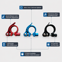 Collier de selle en alliage d'aluminium 28,6-34,9 mm à libération rapide, anodisé rouge, bleu, noir, pour vélo VTT et vélo de route