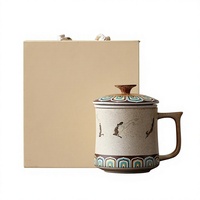 Tasse en céramique créative Dunhuang avec couvercle et filtre, tasse à thé de bureau haut de gamme, tasse à séparation thé et eau