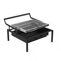 Barbecue portable moderne à charbon de bois avec revêtement en poudre, réglable en hauteur, grille rotative, pour camping en extérieur