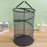 Échantillon gratuit sac à linge portable pliable en maille à fermeture éclair panier de rangement pratique et respirant pour vêtements