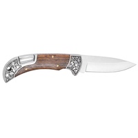 5Cr15MoV 3.62 "Drop Point Lame Double Fleur En Relief Traversins Décoré Printemps Bocote Manche En Bois Classique Lockback Couteau Pliant