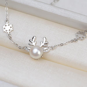 Korean S925 <b>Silver</b> DIY Accessories Female Deer Antler Elk <b>Bracelet</b> 8-9 Semi Finished Pearl Handmade Fashion <b>Beaded</b> <b>Bracelets</b> for - Product Image 3