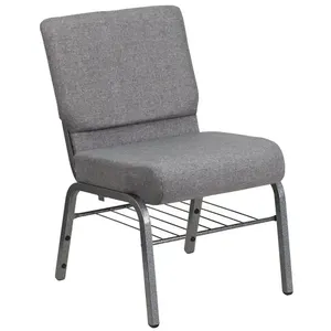 Silla de Auditorio Metálica Acolchada con Asiento de Tela, Silla para Salas de Reuniones, Iglesias y Teatros - Product Image 2