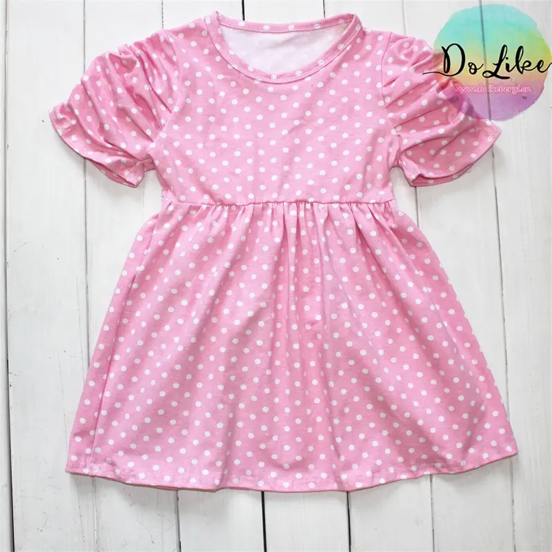 Baby kleidung neuestes Design Dolike maßge schneiderte kleine Mädchen Kleid weiches Baumwoll material Kleidung Rüschen Kinder rosa Kleider