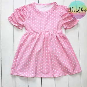 Baby clothes latest design Dolike customized little girls dress soft cotton material clothing ruffle children pink dresses