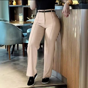 Pantalones Casuales de Cintura Alta para Mujer, Primavera-Otoño, Corte Regular, Cómodos, Pierna Recta, Spandex/Poliéster, Anti-Pilling, Largo Completo - Product Image 4