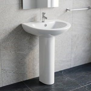 Ensemble de salle de bain design blanc Toilette et lavabo sur pied complets en céramique blanche chinoise Articles sanitaires en porcelaine - Product Image 3