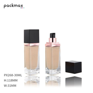 30ml customizable square glass bottle with pump — for lotion, serum, essential oil, cosmetics, and liquid <b>foundation</b> - Product Image 1