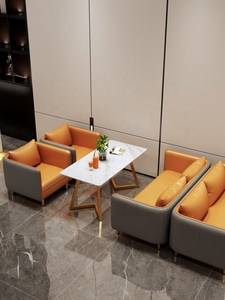 Juego <span class=keywords><strong>de</strong></span> Mesa y Sillas para Cafetería y <span class=keywords><strong>Restaurante</strong></span> Yan Zhong, Estilo Moderno y Lujoso, con Cubierta <span class=keywords><strong>de</strong></span> Cuero, Forma <span class=keywords><strong>de</strong></span> L, Superficie <span class=keywords><strong>de</strong></span> Piedra, Estructura Metálica, Colores Personalizables - Product Image 3