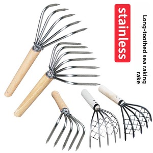 Râteau <span class=keywords><strong>à</strong></span> coquillages en acier inoxydable <span class=keywords><strong>à</strong></span> dents longues, outil de ramassage de coquillages et d'escargots de mer, pour la plage et la mer, outil de pêche aux huîtres - Product Image 2