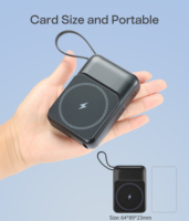 Batterie externe magnétique sans fil 10000 mAh avec câble USB-C intégré, sortie 22W, charge sans fil 15W, port USB-A, affichage numérique, portable