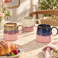 Mug à café en céramique à glaçure réactive bicolore personnalisé avec boîte cadeau, fournisseur en gros OEM ODM, tasses en céramique à glaçure réactive modernes