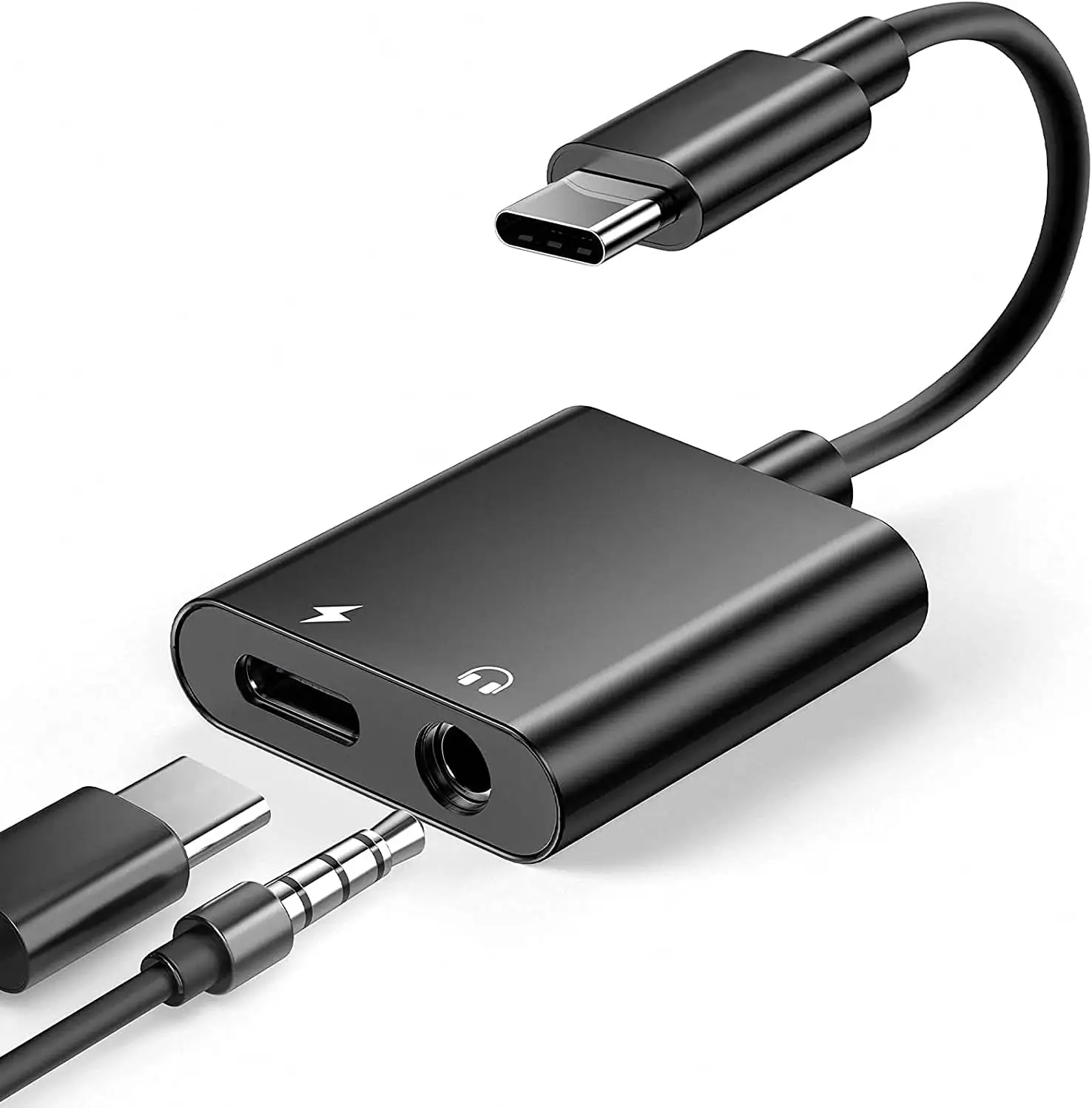 Adaptateur casque et chargeur USB C vers 3.5mm, câble dongle 2 en 1 de type C vers prise micro pour S23 S22 S21 S20 Ultra Note 20 10 Plus