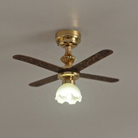 Maison de poupée lustre 1:12 échelle moderne Miniature ventilateur de plafond lampe fleur abat-jour 12V/LED
