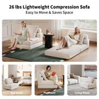 Fauteuil-lit pliant multifonctionnel compact 3 en 1 avec oreillers pour salon, chambre, salle de séjour, usage domestique