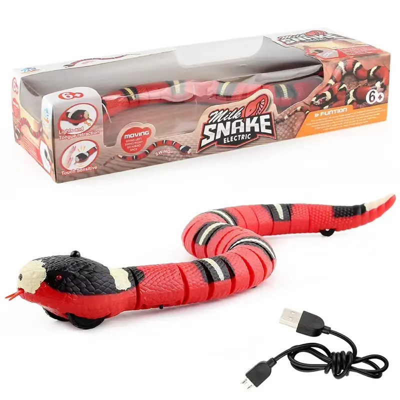Sıcak satış otomatik akıllı algılama yılan Usb şarj edilebilir kedi Teaser oyun elektrikli yılan kedi oyuncak