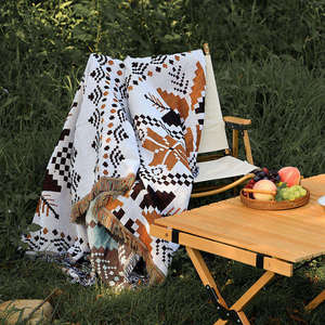 Couvertures de jet couvertures de gland tricotées, conception aztèque du sud-ouest bohème pour la plage de camping de voyage en plein air - Product Image 3