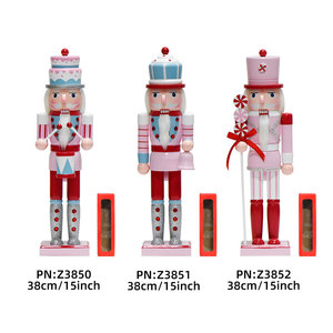 Hlc ODM 38cm navidad trang trí Giáng sinh thủ công bức tượng đồ chơi đồ trang trí gỗ nutcracker người lính Búp bê đồ trang trí Valentine nutcracker - Product Image 3