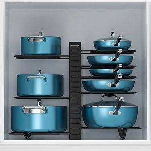 Étagère de <span class=keywords><strong>rangement</strong></span> pour casseroles et poêles à 8 niveaux, méthodes de bricolage, étagère de <span class=keywords><strong>rangement</strong></span> réglable pour armoire, garde-manger, casseroles, couvercles, organisation de la cuisine - Product Image 4