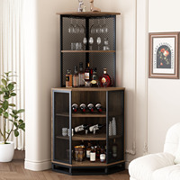Étagère à Vin Murale Moderne en Bois Style Industriel avec MDF et Acier, Meuble d'Angle pour Bar, Cuisine, Salle à Manger et Salon