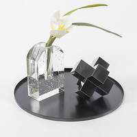 Ins — grand plateau rond de vanité moderne en métal noir, décoration d'intérieur nordique, en promotion