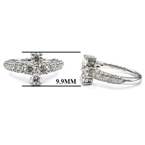 Fabricants de bijoux conception décontractée spéciale 18k solide AU750 or blanc véritable croix ronde diamant cluster bague de mariage pour les femmes - Product Image 2