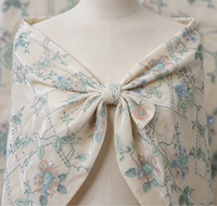 Tela de Terciopelo Elástica Bordada con Lentejuelas Florales en Color Pastel Macaron, Estilo Vintage Campestre, Bordado Completo, para Bodas de Otoño