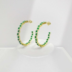 custom plata 925 silver Luxury <b>Emerald</b> Cut <b>earring</b> big cc girls party 18k gold plated green rose red zirconia fashion <b>earrings</b> - Product Image 5