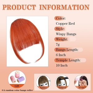 Flequillo Postizo Natural de Cabello Humano 100% con Clip, Patillas Tejidas a Mano para Mujer, Extensión de Línea de Cabello y Patillas, Multicolor - Product Image 3