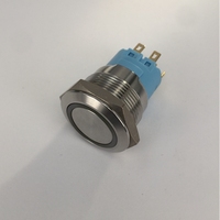 Interrupteur à bouton-poussoir auto-bloquant en acier inoxydable 25 mm avec éclairage œil de chat 12V marche/arrêt max. Courant 5A