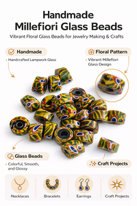 Perles de verre Millefiori colorées de forme ronde avec motif floral, emballage en boîte pour la fabrication de bijoux et les créations artisanales - Product Image 6