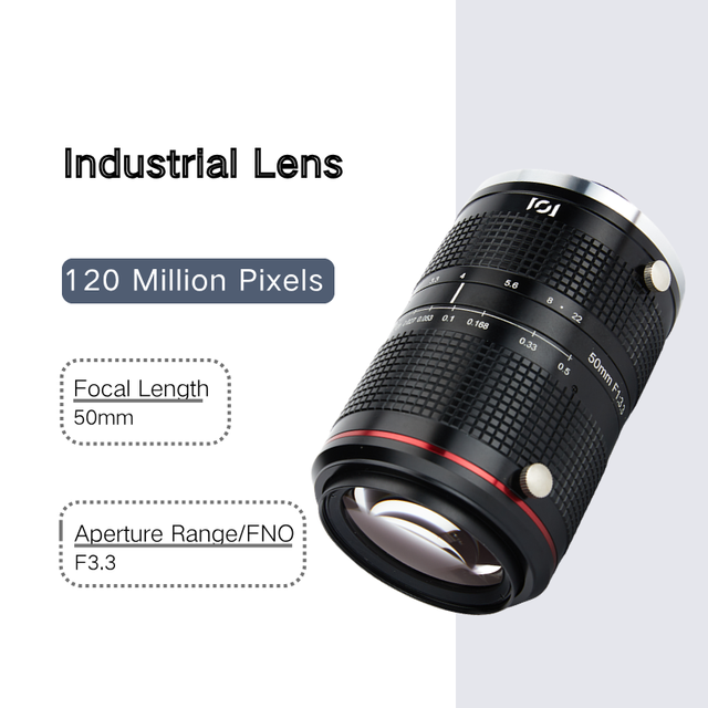 Machine Vision Lens 50mm F3.3 F-Mount 120MP Large Format for Consumer Electronics