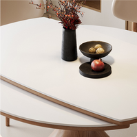 Ensemble table et chaises de salle à manger STG moderne, plateau rond en marbre, bois massif, extensible, rotatif, 6 places, pour maison, hôtel, restaurant