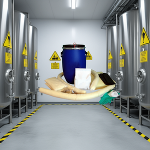 Kit anti-déversement pour produits chimiques en contenants cylindriques avec tampons absorbants et gants - Product Image 3