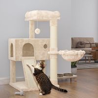 Arbre à chat de 36 pouces avec hamac, griffoir en sisal pour chatons d'intérieur, petite pièce, beige
