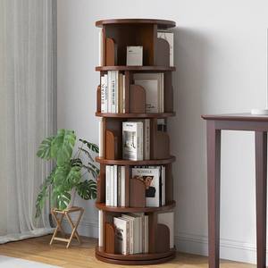 Solid Wood 360-Degree Rotating Bookshelf Popular Home Living Room Storage Rack Movable Floor <b>Shelf</b> for Children Workshop - Product Image 1