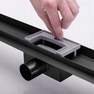 Rejilla de drenaje lineal para ducha de 28 pulgadas con ángulo ajustable de 360 grados, de acero inoxidable 304, con rejilla de latón extraíble para baño - Product Image 3