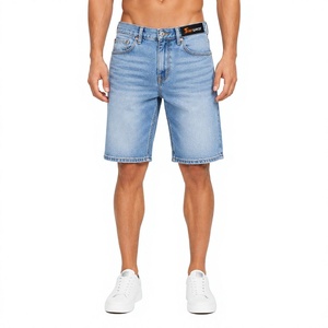 Pantalones cortos de mezclilla para hombre al por mayor, con logo personalizado, de cintura alta, casuales de verano, de algodón premium elástico, rasgados, a la moda. - Product Image 1