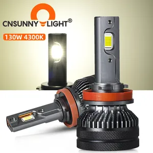 Outros faros lâmpada led h7 h4 h11 130w 4300k, super brilhante h8 9005 9006 turbos sistema de iluminação para carro