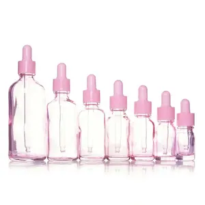 Frasco cuentagotas de vidrio, tarro cosmético, envases de embalaje para cosméticos, juegos de calcomanías, embalaje de alimentos, serigrafía, 30ml, Rosa helada, 2 oz