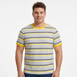 Camiseta de Cuello Redondo de Fibra de Bambú y Algodón Premium para Hombre, Talla Grande, Transpirable, Antiencogimiento, Antipilling, Tejida, Informal Elegante, Estampada, Corta - Product Image 1