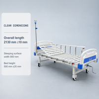 Lit d'hôpital manuel à manivelle unique avec bande de tête de lit en ABS, capacité de 170 kg, 4 prises pour poteaux IV, certifié CE ISO