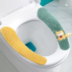 Toilet Seat Cover Plush Soft <b>Pad</b> Yellow Green Blue Orange Four Seasons <b>Waterproof</b> Bathroom Accessory - Product Image 1