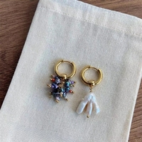Pendientes Colgantes de Perlas de Agua Dulce, Aros Irregulares Barrocos Chapados en Oro, Joyería Minimalista y Delicada para Boda, Regalo para Ella