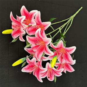 <span class=keywords><strong>Fleur</strong></span> artificielle en gros de 58 cm, lys à 9 têtes en PU, décoration de fond, fleurs en soie, bouquet de lys Calla - Product Image 1